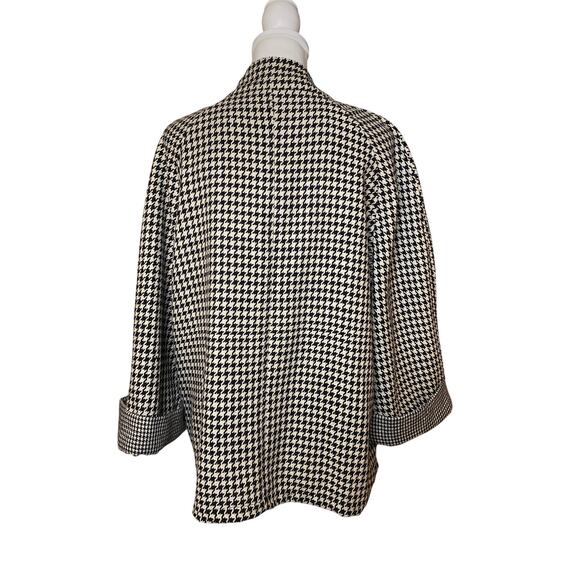 Karen Hart Women’s Black and Off-White Houndstooth Wool Blend Peacoat Size XL - Picture 7 of 9